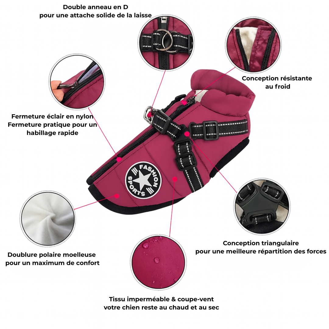 Manteau Hiver 3-en-1 : Imperméable, Harnais Intégré, Doublure Polaire