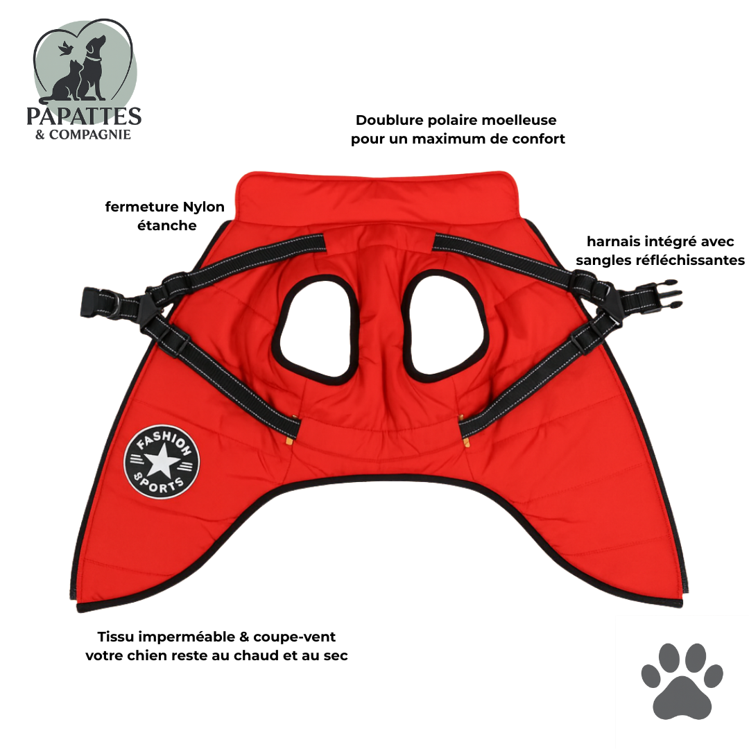 Manteau Hiver 3-en-1 : Imperméable, Harnais Intégré, Doublure Polaire